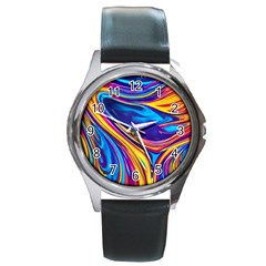 Dancing In The Liquid Light Round Metal Watch by GardenOfOphir