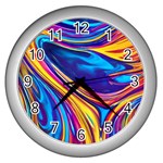 Dancing In The Liquid Light Wall Clock (Silver) Front