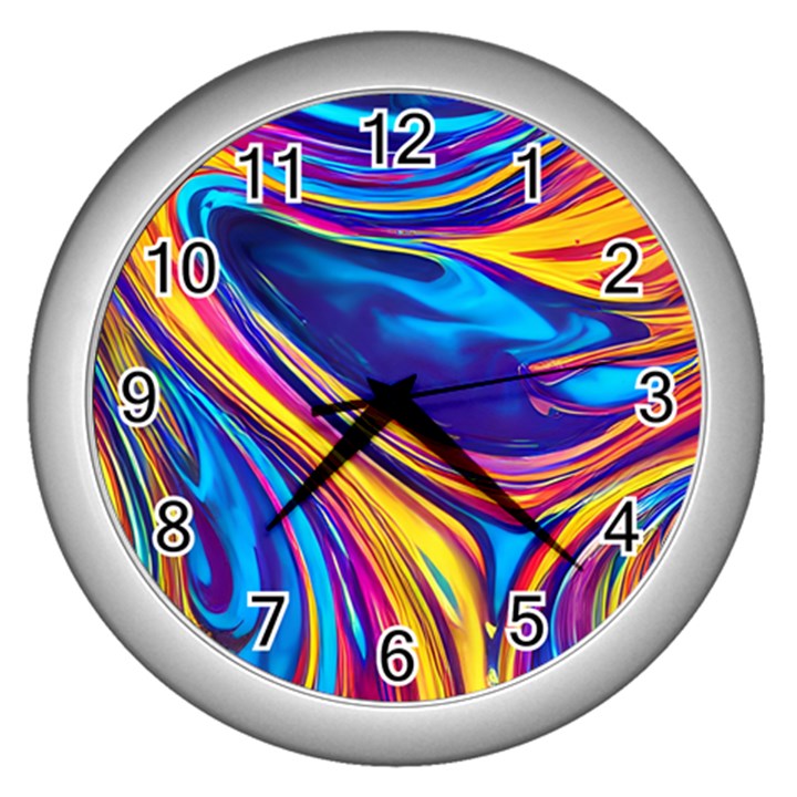 Dancing In The Liquid Light Wall Clock (Silver)