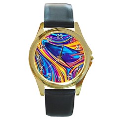 Dancing In The Liquid Light Round Gold Metal Watch by GardenOfOphir