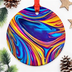 Dancing In The Liquid Light Round Ornament (two Sides) by GardenOfOphir