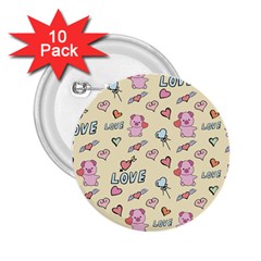 Pig Animal Love Romance Seamless Texture Pattern 2 25  Buttons (10 Pack)  by Wegoenart