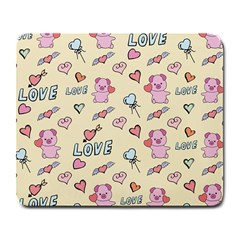 Pig Animal Love Romance Seamless Texture Pattern Large Mousepad by Wegoenart