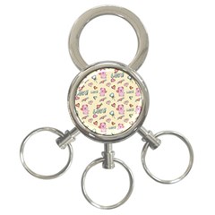 Pig Animal Love Romance Seamless Texture Pattern 3-ring Key Chain by Wegoenart