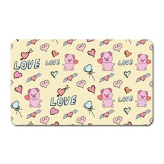 Pig Animal Love Romance Seamless Texture Pattern Magnet (rectangular) by Wegoenart