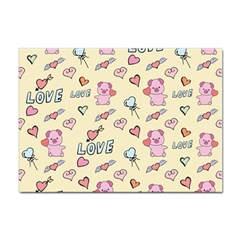 Pig Animal Love Romance Seamless Texture Pattern Sticker A4 (10 Pack) by Wegoenart