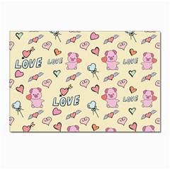 Pig Animal Love Romance Seamless Texture Pattern Postcards 5  X 7  (pkg Of 10) by Wegoenart