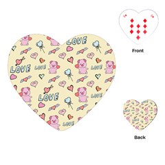 Pig Animal Love Romance Seamless Texture Pattern Playing Cards Single Design (heart) by Wegoenart