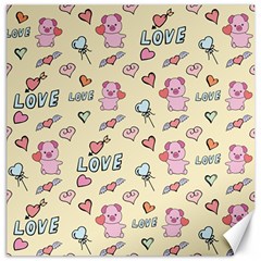 Pig Animal Love Romance Seamless Texture Pattern Canvas 16  X 16  by Wegoenart