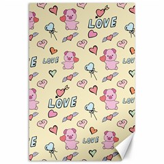 Pig Animal Love Romance Seamless Texture Pattern Canvas 24  X 36  by Wegoenart