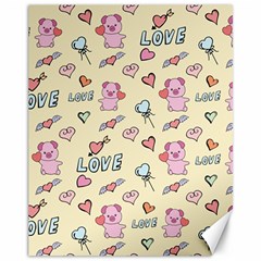 Pig Animal Love Romance Seamless Texture Pattern Canvas 11  X 14  by Wegoenart