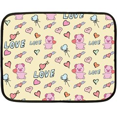 Pig Animal Love Romance Seamless Texture Pattern One Side Fleece Blanket (mini) by Wegoenart