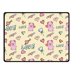 Pig Animal Love Romance Seamless Texture Pattern One Side Fleece Blanket (small) by Wegoenart