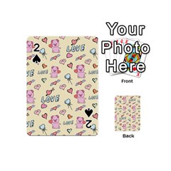 Pig Animal Love Romance Seamless Texture Pattern Playing Cards 54 Designs (mini) by Wegoenart