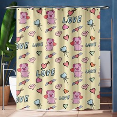 Pig Animal Love Romance Seamless Texture Pattern Shower Curtain 60  X 72  (medium)  by Wegoenart