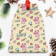 Pig Animal Love Romance Seamless Texture Pattern Bell Ornament (two Sides) by Wegoenart