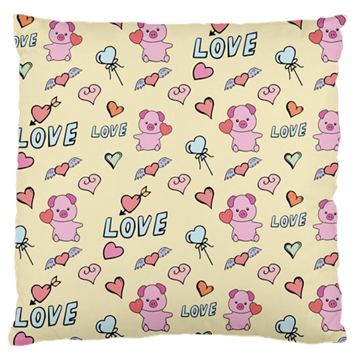 Pig Animal Love Romance Seamless Texture Pattern Large Cushion Case (One Side)