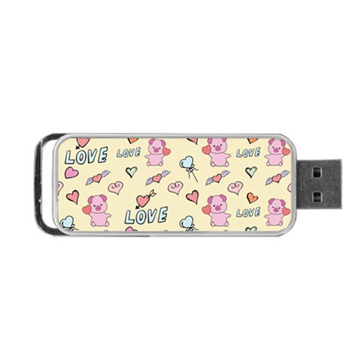 Pig Animal Love Romance Seamless Texture Pattern Portable USB Flash (One Side)