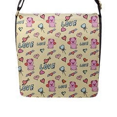 Pig Animal Love Romance Seamless Texture Pattern Flap Closure Messenger Bag (l) by Wegoenart