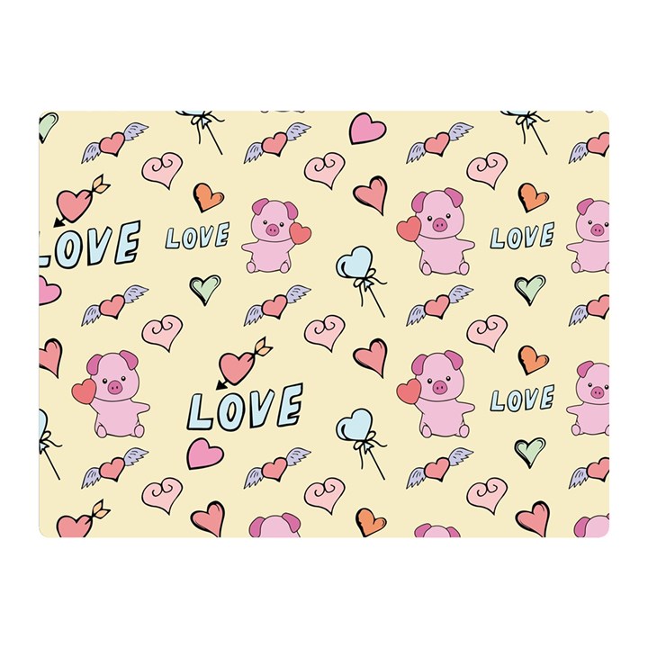 Pig Animal Love Romance Seamless Texture Pattern Premium Plush Fleece Blanket (Mini)