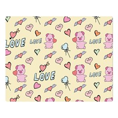 Pig Animal Love Romance Seamless Texture Pattern Premium Plush Fleece Blanket (large) by Wegoenart