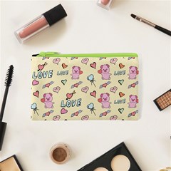 Pig Animal Love Romance Seamless Texture Pattern Cosmetic Bag (xs) by Wegoenart