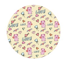 Pig Animal Love Romance Seamless Texture Pattern Mini Round Pill Box by Wegoenart