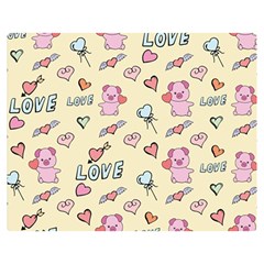 Pig Animal Love Romance Seamless Texture Pattern One Side Premium Plush Fleece Blanket (medium)