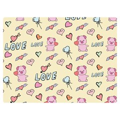 Pig Animal Love Romance Seamless Texture Pattern One Side Premium Plush Fleece Blanket (extra Small)