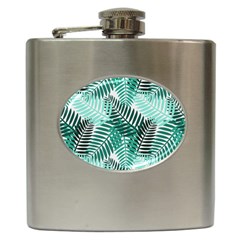 Background Pattern Texture Leaves Design Wallpaper Hip Flask (6 Oz) by Wegoenart