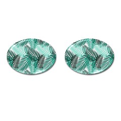 Background Pattern Texture Leaves Design Wallpaper Cufflinks (oval) by Wegoenart