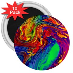 Waves Of Colorful Abstract Liquid Art 3  Magnets (10 Pack)  by GardenOfOphir