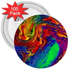 Waves Of Colorful Abstract Liquid Art 3  Buttons (100 Pack)  by GardenOfOphir