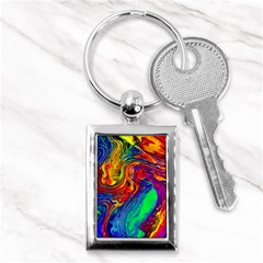 Waves Of Colorful Abstract Liquid Art Key Chain (rectangle) by GardenOfOphir