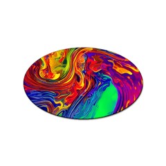 Waves Of Colorful Abstract Liquid Art Sticker (oval) by GardenOfOphir