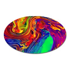 Waves Of Colorful Abstract Liquid Art Oval Magnet by GardenOfOphir