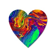 Waves Of Colorful Abstract Liquid Art Heart Magnet by GardenOfOphir