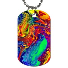 Waves Of Colorful Abstract Liquid Art Dog Tag (one Side) by GardenOfOphir