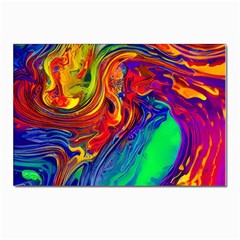 Waves Of Colorful Abstract Liquid Art Postcards 5  X 7  (pkg Of 10) by GardenOfOphir