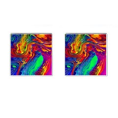 Waves Of Colorful Abstract Liquid Art Cufflinks (square) by GardenOfOphir