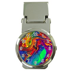 Waves Of Colorful Abstract Liquid Art Money Clip Watches by GardenOfOphir