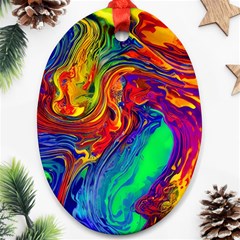 Waves Of Colorful Abstract Liquid Art Oval Ornament (two Sides) by GardenOfOphir