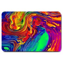 Waves Of Colorful Abstract Liquid Art Large Doormat by GardenOfOphir