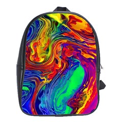 Waves Of Colorful Abstract Liquid Art School Bag (large) by GardenOfOphir