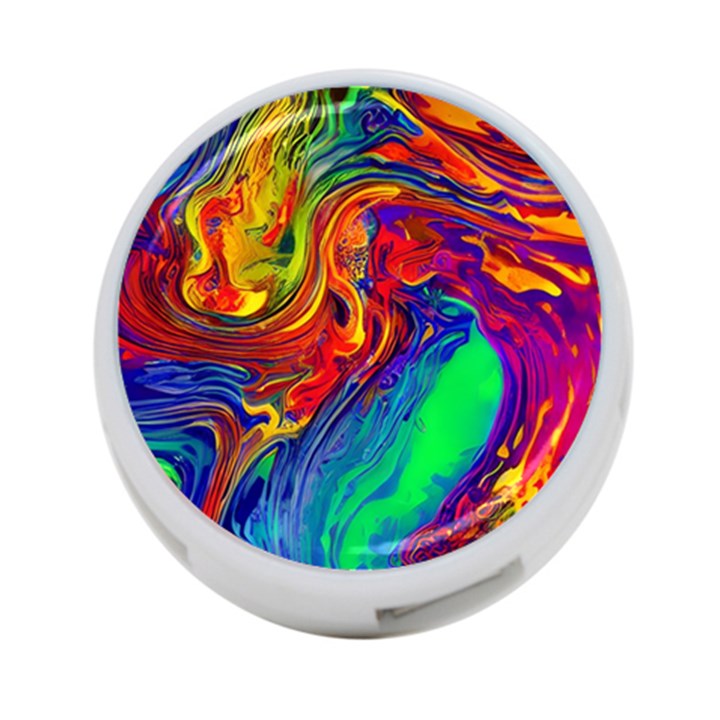 Waves Of Colorful Abstract Liquid Art 4-Port USB Hub (Two Sides)