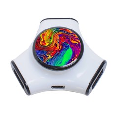 Waves Of Colorful Abstract Liquid Art 3-port Usb Hub by GardenOfOphir