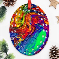 Waves Of Colorful Abstract Liquid Art Ornament (oval Filigree) by GardenOfOphir