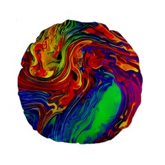 Waves Of Colorful Abstract Liquid Art Standard 15  Premium Round Cushions by GardenOfOphir