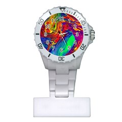 Waves Of Colorful Abstract Liquid Art Plastic Nurses Watch by GardenOfOphir