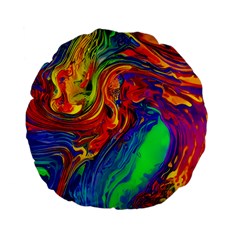 Waves Of Colorful Abstract Liquid Art Standard 15  Premium Flano Round Cushions by GardenOfOphir